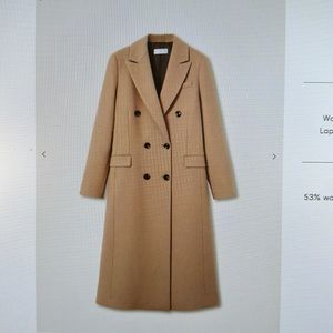 double-breasted wool coat - L, camel- NEW WITH TAGS